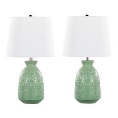 Green Claudia 20" Ceramic Accent Lamp - Set of 2