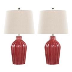 Red Rockwell 23" Ceramic Table Lamp - Set of 2