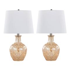 Beige Gloria Round 20" Glass Accent Lamp - Set of 2
