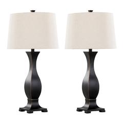 Oil Rubbed Bronze Polyresin, Oat Linen Riley 29" Polyresin Table Lamp - Set of 2