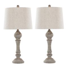 Reclaimed Grey Polyresin, Oat Linen Winston 32" Poly Table Lamp - Set of 2