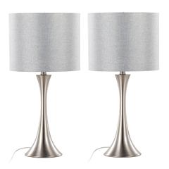 Silver Lenuxe 24" Metal Table Lamp - Set of 2
