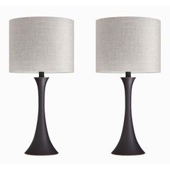 Oil Rubbed Bronze, Natural Linen Lenuxe 24" Metal Table Lamp - Set of 2
