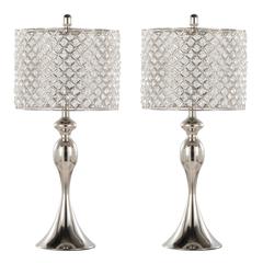 Polished Nickel, Clear Crystal Ashland 27" Metal Table Lamp - Set of 2