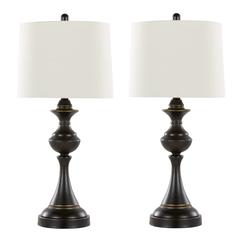 Brown Montgomery 29" Metal Table Lamp with USB - Set of 2