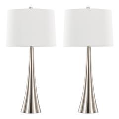 Brushed Nickel, White Linen Diana 29" Metal Table Lamp - Set of 2