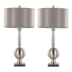 Brushed Nickel, Grey Satin Joan 30" Metal Table Lamp - Set of 2