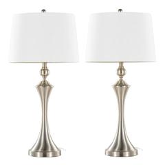 Silver Flint 30" Metal Table Lamp with USB - Set of 2