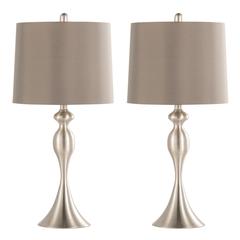Brushed Nickel, Taupe Satin Ashland 27" Metal Table Lamp - Set of 2