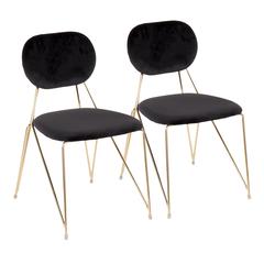 Gold Metal, Black Velvet Gwen Chair - Set of 2