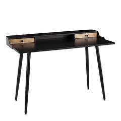 Black Steel, Black Wood, Natural Wood Harvey Desk
