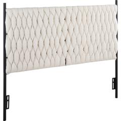 Black Metal, Cream Sherpa Fabric Braided Matisse Headboard
