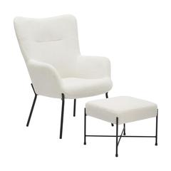 Black Metal, White Sherpa Izzy Lounge Chair + Ottoman Set