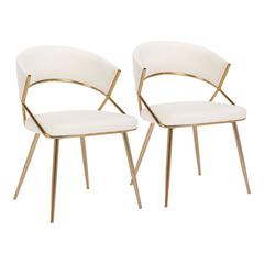 Gold Steel, Cream Velvet Jie Dining Chair - Set of 2