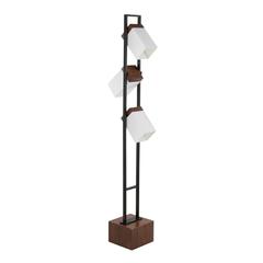 Black Metal, Walnut Wood, White Shade Bento 67.5" Metal Floor Lamp