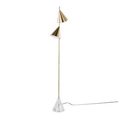 Gold Metal, White Faux Marble Cone 65" Metal Floor Lamp