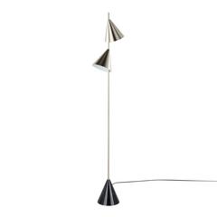 Plated Nickel, Black Faux Marble Cone 65" Metal Floor Lamp
