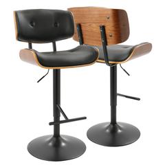 Walnut, Black Lombardi Barstool