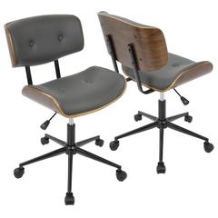 Walnut, Grey Lombardi Office Chair