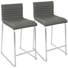 Walnut, Grey Mara Counter Stool - Set of 2