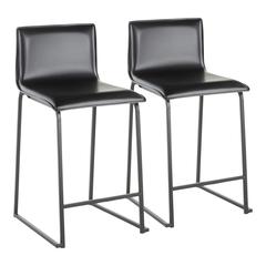 Black Metal, Black PU Mara Counter Stool - Set of 2