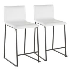 Black Metal, White PU Mara Counter Stool - Set of 2