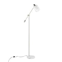 White Marble, Nickel Metal, Frosted Glass, Clear Glass Marcel Floor Lamp