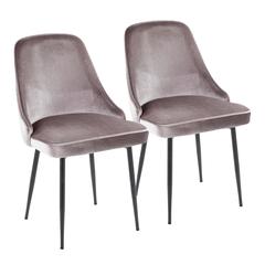 Black Metal, Silver Velvet Marcel Dining Chair - Set of 2