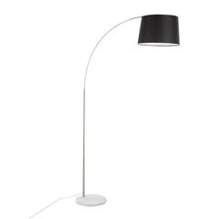 White Marble, Nickel, Black Linen March Floor Lamp