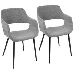 Grey Fabric, Black Legs Margarite Chair - Set of 2