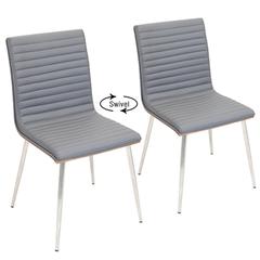 Walnut, Grey Mason Swivel Chair - Set of 2