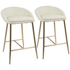 Gold, Cream Fabric Matisse Counter Stool - Set of 2