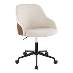 Bacci Office Chair in Black Metal, Walnut Wood, Cream Fabric color