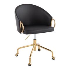 Gold Metal, Black PU Claire Task Chair