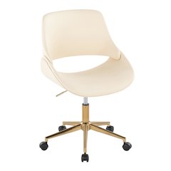 Fabrico Office Chair in Gold Metal, Cream PU color