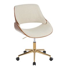 Fabrizzi Office Chair in Gold Metal, Cream Fabric color
