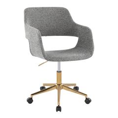 Gold Metal, Grey Fabric Margarite Task Chair