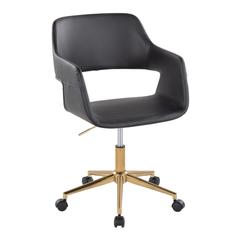 Gold Metal, Black PU Margarite Task Chair