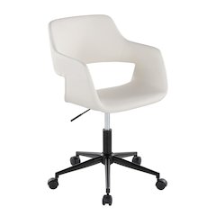 Margarite Task Chair in Black Metal, White PU color