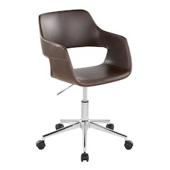 Margarite Task Chair in Chrome Metal, Espresso PU color