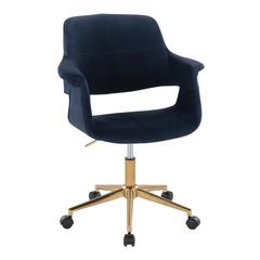 Gold Metal, Blue Velvet Vintage Flair Office Chair