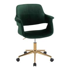 Gold Metal, Green Velvet Vintage Flair Office Chair