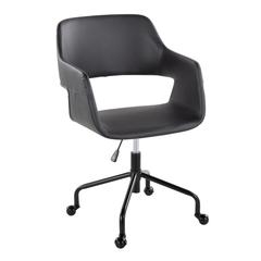 Black Metal, Black PU Margarite Adjustable Office Chair