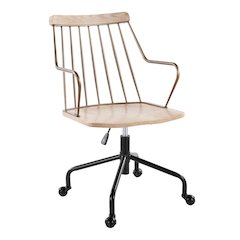 Black Metal, Antique Copper, White Washed Wood Preston Adjustable Office Chair