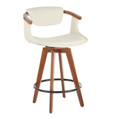 Walnut Bamboo, Black Metal, Cream PU Oracle Counter Stool