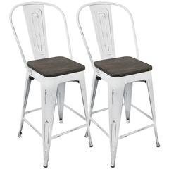 White, Espresso Oregon High Back Counter Stool - Set of 2