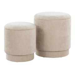Beige Fabric Marla Upholstered Ottoman Set