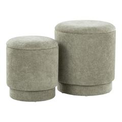 Green Fabric Marla Upholstered Ottoman Set