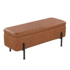 Black Steel, Camel PU Daniella Storage Bench