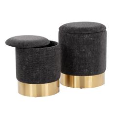 Black Fabric Marla Nesting Ottoman Set